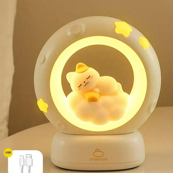 Sleeping Cat LED Night Light Lamp with Touch Control